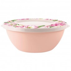 Миска с крышкой Plast Team Flowers 3л.розовая пудра